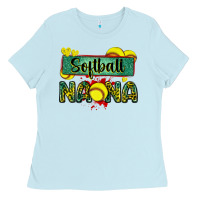 Baby Blue softball nana with leopard Ladies Tee - Zillion Design Studio