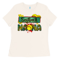 Bone softball nana with leopard Ladies Tee - Zillion Design Studio