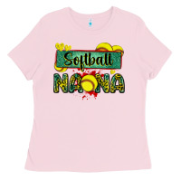 Bubblegum Pink softball nana with leopard Ladies Tee - Zillion Design Studio