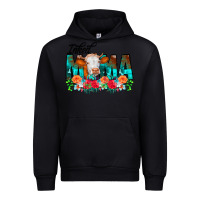Black Inked Mama Flowers Cow Urban Hoodie - CowCowDesign