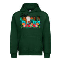 Forest Green Inked Mama Flowers Cow Urban Hoodie - CowCowDesign