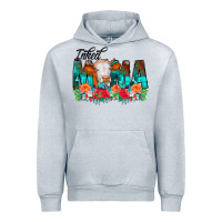 Heather Grey Inked Mama Flowers Cow Urban Hoodie - CowCowDesign