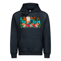 Navy Inked Mama Flowers Cow Urban Hoodie - CowCowDesign