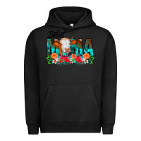 Pigment Black Inked Mama Flowers Cow Urban Hoodie - CowCowDesign