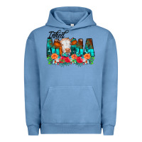 Pigment Pebble Blue Inked Mama Flowers Cow Urban Hoodie - CowCowDesign