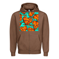 Chestnut basketball hearts with leopard seamless pattern Zipper Hoodie - BundleAndBundleShop