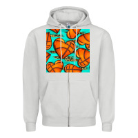Dove Grey basketball hearts with leopard seamless pattern Zipper Hoodie - BundleAndBundleShop