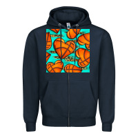 Navy basketball hearts with leopard seamless pattern Zipper Hoodie - BundleAndBundleShop