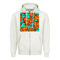 Oatmeal Heather basketball hearts with leopard seamless pattern Zipper Hoodie - BundleAndBundleShop