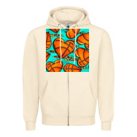 Sandshell basketball hearts with leopard seamless pattern Zipper Hoodie - BundleAndBundleShop