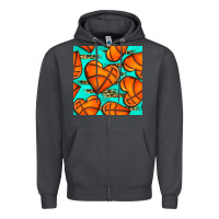 Smoke basketball hearts with leopard seamless pattern Zipper Hoodie - BundleAndBundleShop