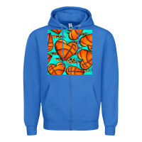 True Royal basketball hearts with leopard seamless pattern Zipper Hoodie - BundleAndBundleShop