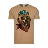 Vintage Coffee bear cowboy Vintage Tee - NancyCooperArtShop