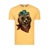 Vintage Mustard bear cowboy Vintage Tee - NancyCooperArtShop