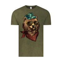 Vintage Olive bear cowboy Vintage Tee - NancyCooperArtShop