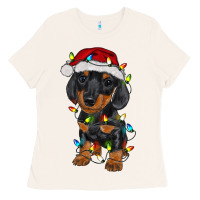 Bone dachshund puppy christmas lights Ladies Tee - RanaPortraitStore