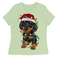 Matcha dachshund puppy christmas lights Ladies Tee - RanaPortraitStore