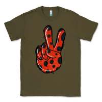 Army Green Ladybug Peace Sign Classic Tee - Jasminsmagicworld