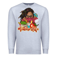 Heather Grey afro woman teacher life Premium Sweatshirt - NancyCooperArtShop