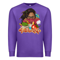 Purple afro woman teacher life Premium Sweatshirt - NancyCooperArtShop