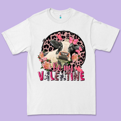 Be My Valentine Holstein Cow Valentine's Day Premium Tee Designed By Fadigitalartstudio