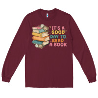 Burgundy it's a good day to read a book Long Sleeve Tee - MaliasSmallBusiness