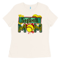 Bone softball mom with leopard Ladies Tee - Zillion Design Studio