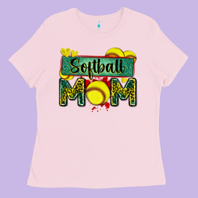 Softball Mom With Leopard Ladies Tee Designed By Zillion Design Studio