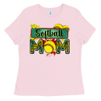 Bubblegum Pink softball mom with leopard Ladies Tee - Zillion Design Studio