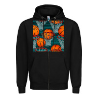 Black basketball hoop seamless pattern Zipper Hoodie - BundleAndBundleShop