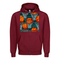 Burgundy basketball hoop seamless pattern Zipper Hoodie - BundleAndBundleShop