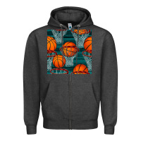 Charcoal Heather basketball hoop seamless pattern Zipper Hoodie - BundleAndBundleShop