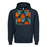 Navy basketball hoop seamless pattern Zipper Hoodie - BundleAndBundleShop