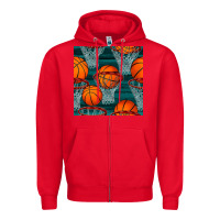 Red basketball hoop seamless pattern Zipper Hoodie - BundleAndBundleShop