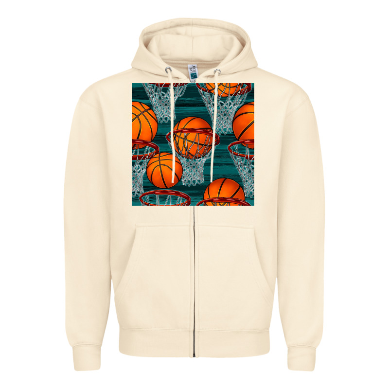 Basketball Hoop Seamless Pattern Zipper Hoodie by BundleAndBundleShop | Teevron