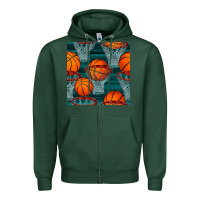 Sports Green basketball hoop seamless pattern Zipper Hoodie - BundleAndBundleShop