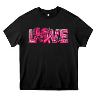 Black Breast Cancer Love Heavy Core Tee - texasbilliewilder
