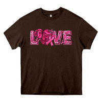 Chocolate Brown Breast Cancer Love Heavy Core Tee - texasbilliewilder