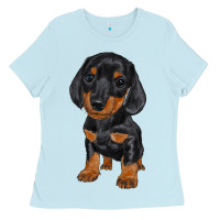 Baby Blue dachshund puppy Ladies Tee - RanaPortraitStore