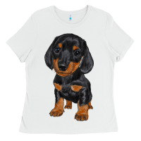 White dachshund puppy Ladies Tee - RanaPortraitStore