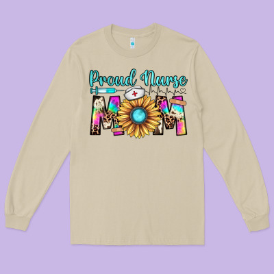 Proud Nurse Mom Long Sleeve Tee Designed By Jahusdesignshop