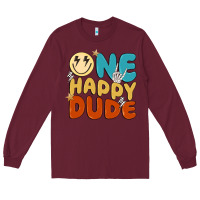 Burgundy one happy dude Long Sleeve Tee - MaliasSmallBusiness