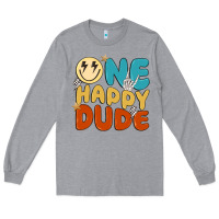 Heather Grey one happy dude Long Sleeve Tee - MaliasSmallBusiness