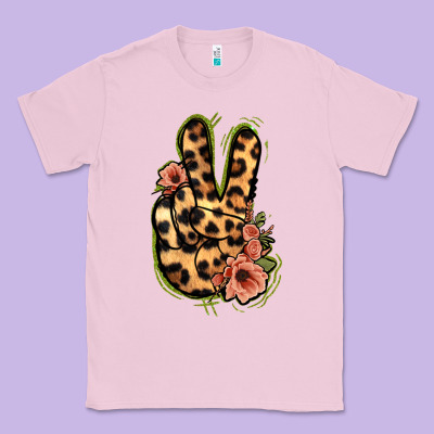 Leopard Floral Peace Sign Classic Tee Designed By Jasminsmagicworld