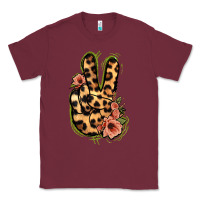 Burgundy Leopard Floral Peace Sign Classic Tee - Jasminsmagicworld