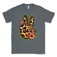 Charcoal Heather Leopard Floral Peace Sign Classic Tee - Jasminsmagicworld