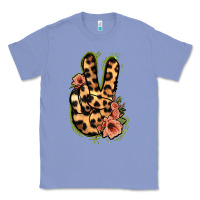 Colony Blue Leopard Floral Peace Sign Classic Tee - Jasminsmagicworld