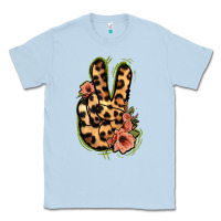 Dusty Blue Leopard Floral Peace Sign Classic Tee - Jasminsmagicworld