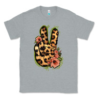 Heather Grey Leopard Floral Peace Sign Classic Tee - Jasminsmagicworld