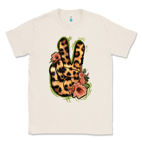 Natural Leopard Floral Peace Sign Classic Tee - Jasminsmagicworld
